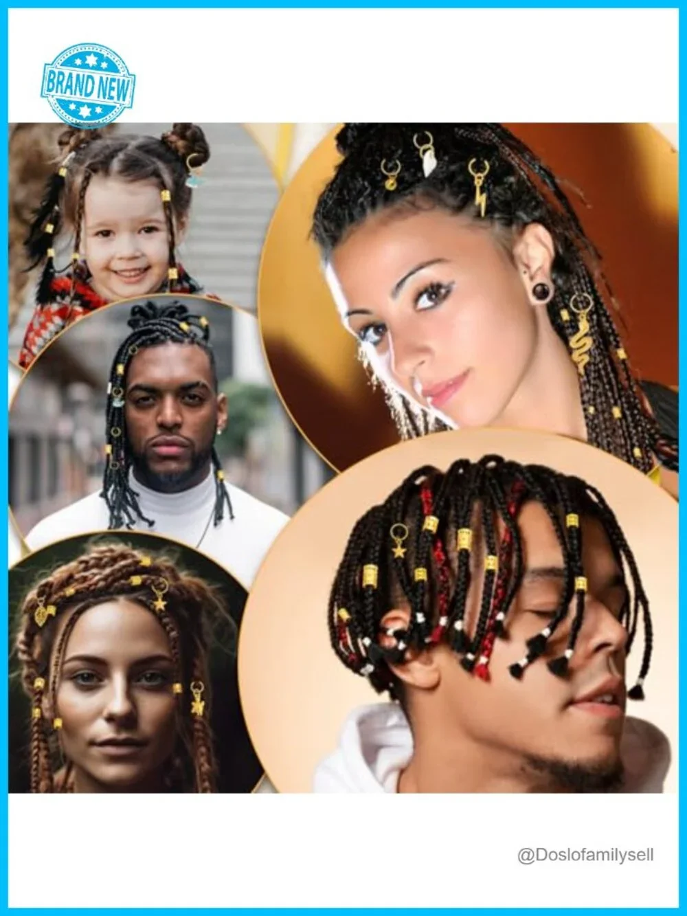 285 Pcs Gold Hair Jewelry for Braids with Pendants Charms